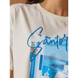 Mast & Harbour Women Printed Raw Edge T-shirt image 3