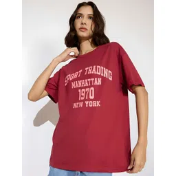 Mast & Harbour Women Printed Relaxed Fit T-shirt-picture-16