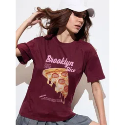 Mast & Harbour Women Printed Relaxed Fit T-shirt-picture-32