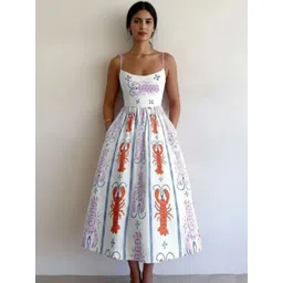 Mast & Harbour Women Printed Shoulder Straps Fit & Flare Midi Dress-picture-38