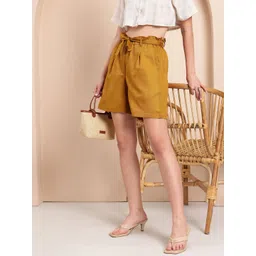 Mast & Harbour Women Pure Cotton Belted Shorts-picture-17