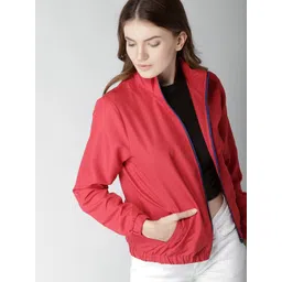 Mast & Harbour Women Red Solid Lightweight Bomber Jacket-picture-40