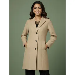 Mast & Harbour Women Regular Fit Notched Lapel Collar Single Breasted Longline Overcoat-picture-14