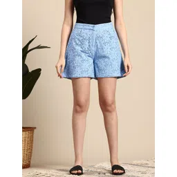 Mast & Harbour Women Schiffli Floral High-Rise Shorts-picture-33