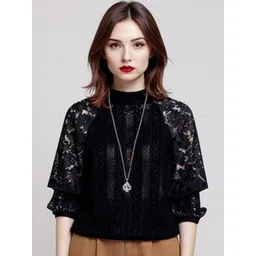 Mast & Harbour Women Self Design Long Sleeves Round Neck Pullover Sweatshirt-picture-31