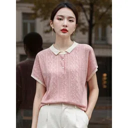 Mast & Harbour Women Self Design Polo Collar T-shirt-picture-38