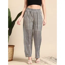 Mast & Harbour Women Self Design Relaxed Pleated Trousers-picture-25