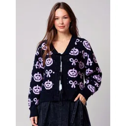 Mast & Harbour Women Self Design V-Neck Long Sleeves Pullover Sweatshirt image 5