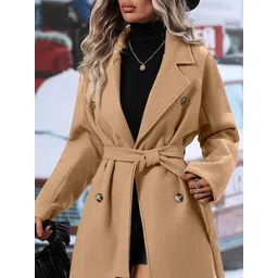 Mast & Harbour Women Single Breasted Notched Lapel Long Sleeves Longline Overcoat Coats image 3