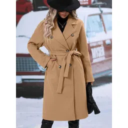 Mast & Harbour Women Single Breasted Notched Lapel Long Sleeves Longline Overcoat Coats image 1