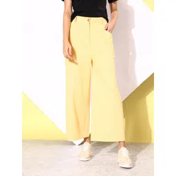 Mast & Harbour Women Solid Pure Cotton Regular Trousers-picture-38