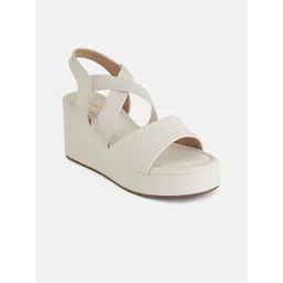 Mast & Harbour Women Solid Round Toe Wedge Heel Sandals-picture-14