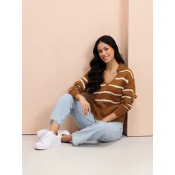 Mast & Harbour Women Striped Acrylic Pullover image 5