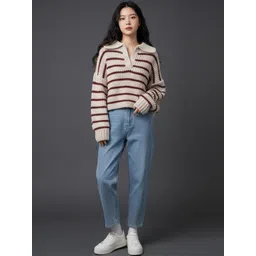 Mast & Harbour Women Striped Crop Pullover-picture-34
