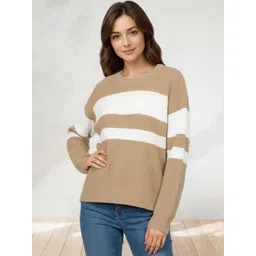 Mast & Harbour Women Striped Woollen Pullover-picture-32