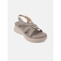 Mast & Harbour Women Textured Comfort Sandals with Buckles-picture-38