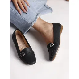 Mast & Harbour Women Textured Slip-On Ballerinas with Buckles-picture-10