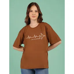 Mast & Harbour Women Typography Printed Drop-Shoulder Sleeves T-shirt-picture-42