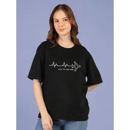 Mast & Harbour Women Typography Printed Drop-Shoulder Sleeves T-shirt-picture-31