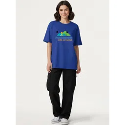 Mast & Harbour Women Typography Printed Pure Cotton T-shirt-picture-20