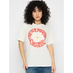 Mast & Harbour Women Typography Printed Round Neck Pure Cotton T-shirt-picture-28