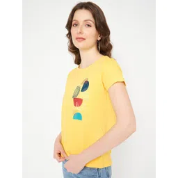 Mast & Harbour Yellow & Red Printed Pure Cotton T-shirt-picture-18