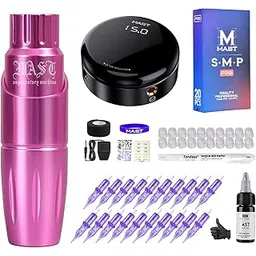 Mast Tattoo Machine Kit Rotary Tour Pen Halo Power Supply Pro Cartridges Needles Black Ink-picture-42
