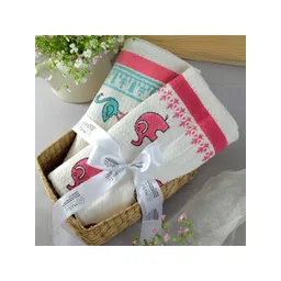 MASU LIVING White & Pink 2 Printed Cotton 380 GSM Bath Towel-picture-19