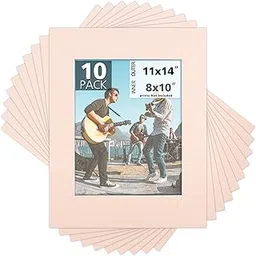 Mat Board Center, Pack of 10, 11x14 for 8x10 Pink Color Mats - Acid Free, 4-ply Thickness, White Core - for Pictures, Photos, Framing-picture-16
