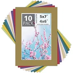 Mat Board Center, Pack of 10 5x7 Mixed Colors White Core Picture Mats for 4x6 Photos-picture-18