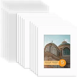 Mat Board Center, Pack of 5 Bevel Cut 11x14 White Mat for 8x10 Photo with White Core Matte Set, Includes 5 Acid Free Mats, 5 Backing Board and 5 Clear Bags-picture-29
