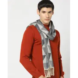 matchitt Men Geometric Pattern Muffler with Tassels-picture-33