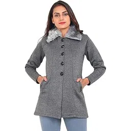 matelco Women's Buttoned Long Coat With Fur Collar-picture-19