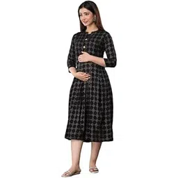 Maternity Pure Cotton Printed Gown for Women Feeding Anarkali Kurti (Pre and Post Pregnancy Wear)-picture-21
