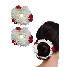 Matra 2 Pcs Hair Gajra Scented Mogra Rose Flower Scrunchie-picture-33