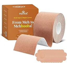 matra Boob Tape & Disposable Nipple Covers - 5m Breast Tape Roll with 5 Pairs of Nipple Pasties for Instant Boob Lifting & Push Up - Sweatproof Self Adhesive Body Tape for Breast Support & Shaping-picture-49