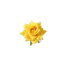 Matra Rose Hair Clip Artificial Flower Accessory Bridal Floral Brooch Pin Bun Braid Juda - Yellow-picture-15
