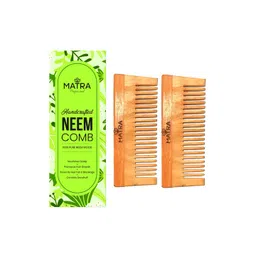MATRA Set Of 2 Orange Wide Tooth Pure Neem Wood Comb-picture-22