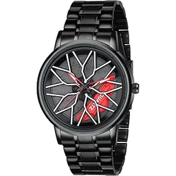 matrix MotionX | Spinning Gyro Car Wheel Dial with Black Coated Stainless Steel Chain & Butterfly Double Snap Lock for Men & Boys-picture-27