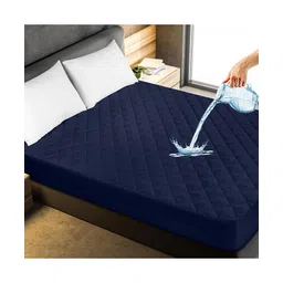 Mattress Protector 100% Waterproof Cotton Feel Quilted Mattress Cover King Bed 72x72 inch | 6x6 ft, Dark Blue-picture-11