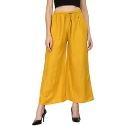 maurya MUARYA Western Women's and Girl's Cotton Rayon Regular Cotton Fit Palazzo Pants Rayon Solid Embroidered | Relaxed Bottom Pants - Available Size : M,L,XL,2XL,3XL-picture-35