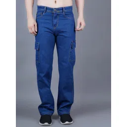 MaverIQ Men Classic Relaxed Fit Mid-Rise Light Fade Stretchable Cargo Style Jeans-picture-30