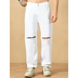 MaverIQ Men Classic Relaxed Fit Mid-Rise Slash Knee Stretchable Jeans-picture-35