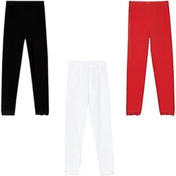 Max Girls Solid Elasticated Leggings - Pack of 3-picture-13