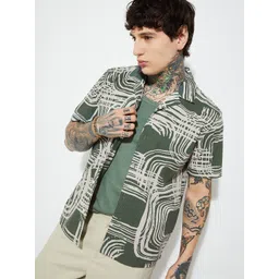 max Abstract Printed Spread Collar Cotton Shirt-picture-33