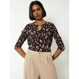 max Animal Print Keyhole Neck Top-picture-25