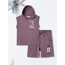 max Boys Printed Hooded Pure Cotton T-Shirt With Shorts-picture-14