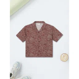 max Boys Printed Spread Collar Short Sleeves Regular Fit Cotton Casual Shirt-picture-47