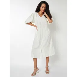 max Floral Embroidered V-Neck A-Line Dresse-picture-37