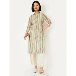 max Floral Printed Mandarin Collar Cotton Cambric Straight Kurta-picture-25